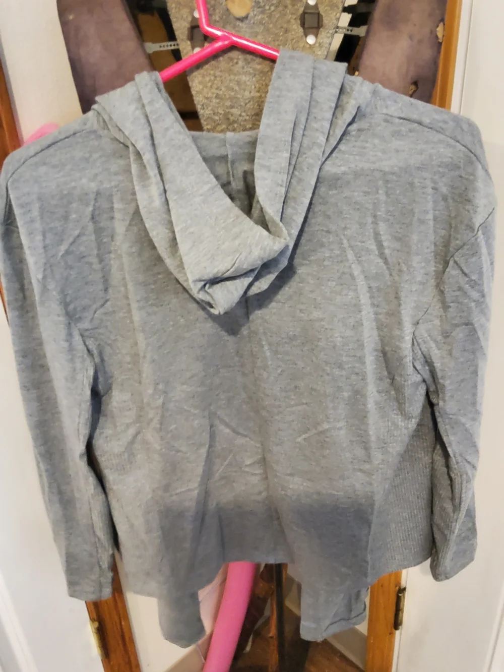 Justice Gray Girls' Hooded Top with Pink Trim